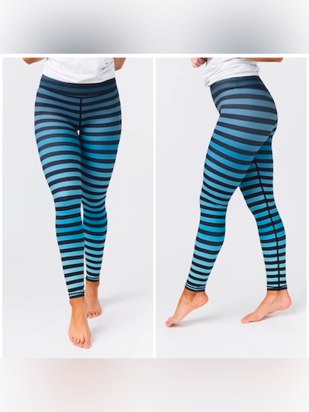 ZYIA Ombre Blue Striped 7/8 Light n Tight Leggings